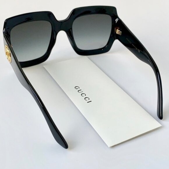 NWT Gucci Square GG0053SN 001 Black/Gold Sunglasses - Picture 6 of 14
